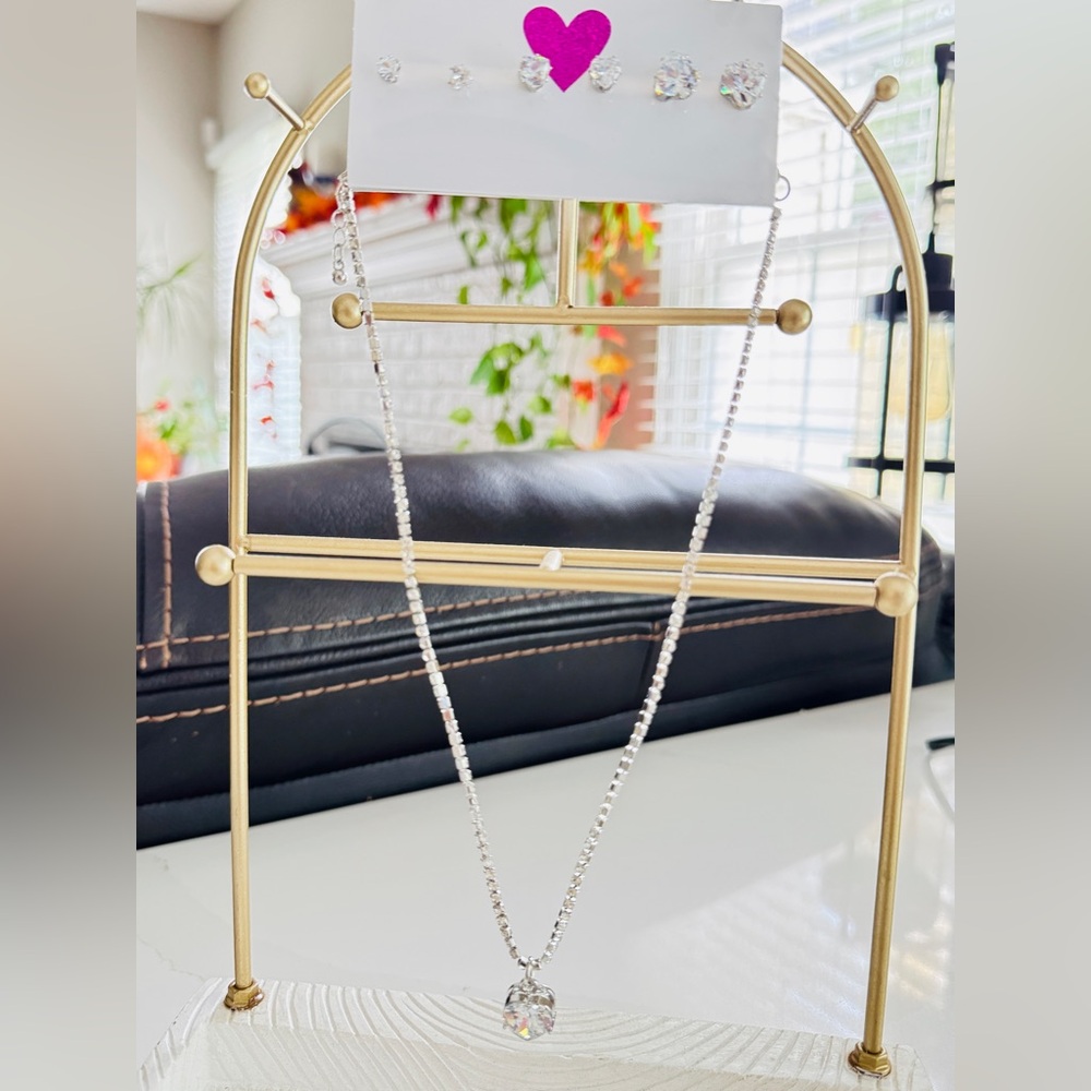 7 pcs Elegant Silver Necklace and Earring Bundle